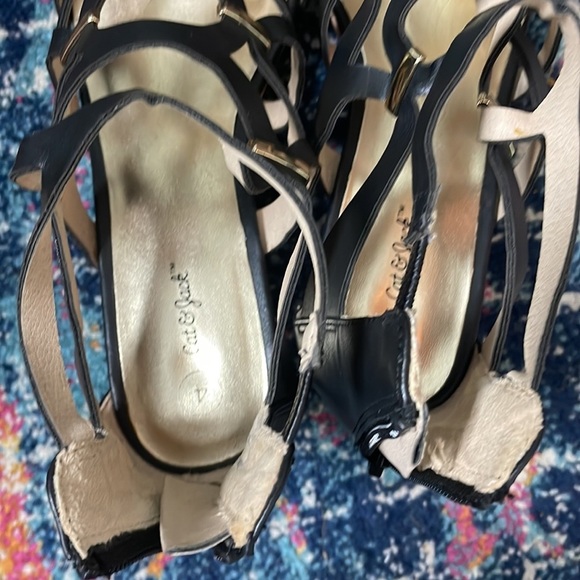 Black Cage Wedge Sandals - Picture 5 of 7